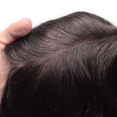 Buy Black Brown Middle Part Human Hair Wig Heavy Density And Bleached Knots online manufacture