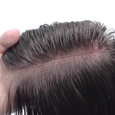 comprare Tondo marrone completo sistema di capelli in pizzo 8x10 texture ondulata maschile Toupee fabbricazione online