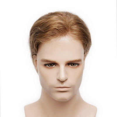 ซื้อ สีน้ําตาลอ่อน ความหนาแน่นของสต็อก Hair System 8x10 สายด้ายฐาน Mens Toupee การผลิตออนไลน์