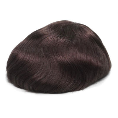 Buy Dark Brown PU Perimeter Stock Hair System 8x10 Lace Hair Replacement For Men online manufacture