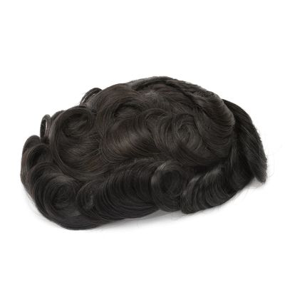 Buy Natural Black French Lace Stock Hair System 8x10 Human Hair Toupee For Men online manufacture