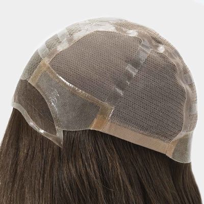 Buy Natural Hairline Ladies Wigs Lace Virgin Human Hair Wigs Medium Brown online manufacture