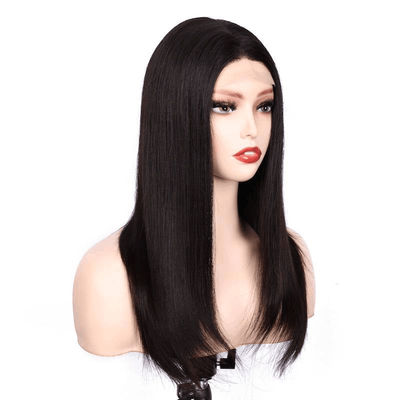 Buy Straight Lace Front Wig Natural Black Lace Front Wig Average Cap online manufacture