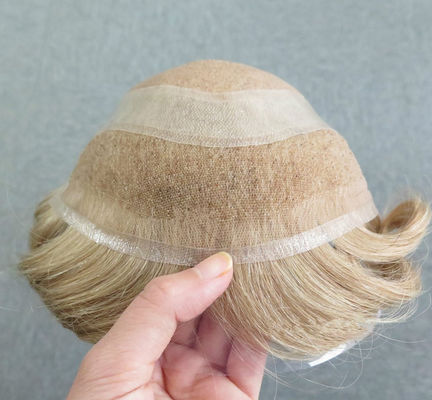 Good price Natural Hairline Mens Real Hair Toupee Adhesive Mens Toupee Human Hair online