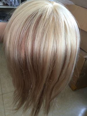 Good price 14Inch Custom Womens Wigs Medium Brown Blonde Human Hair Wigs online